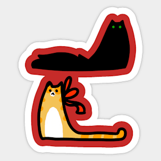 Fluffy Black Cat and Tabby Sticker